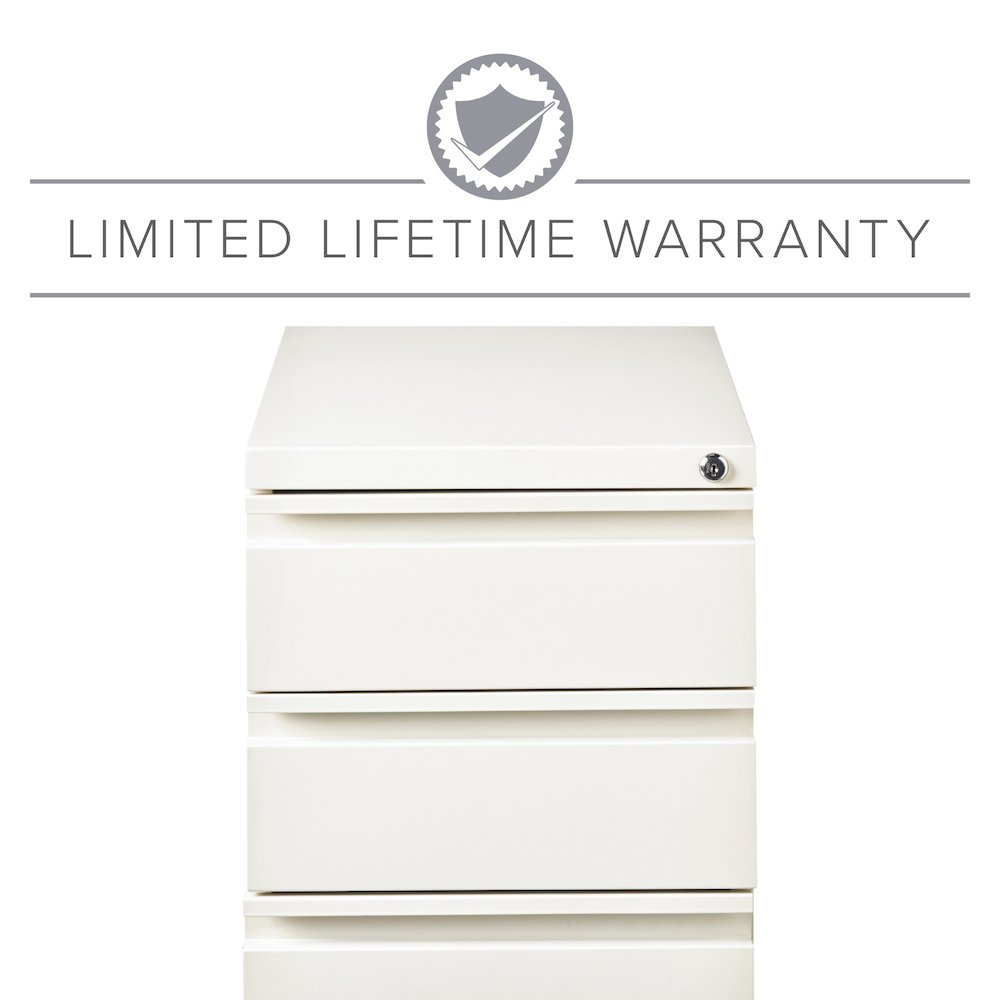 Hirsh 20" Deep Mobile Pedestal File Cabinet 3 Drawer Box-Box-File, White. Picture 16