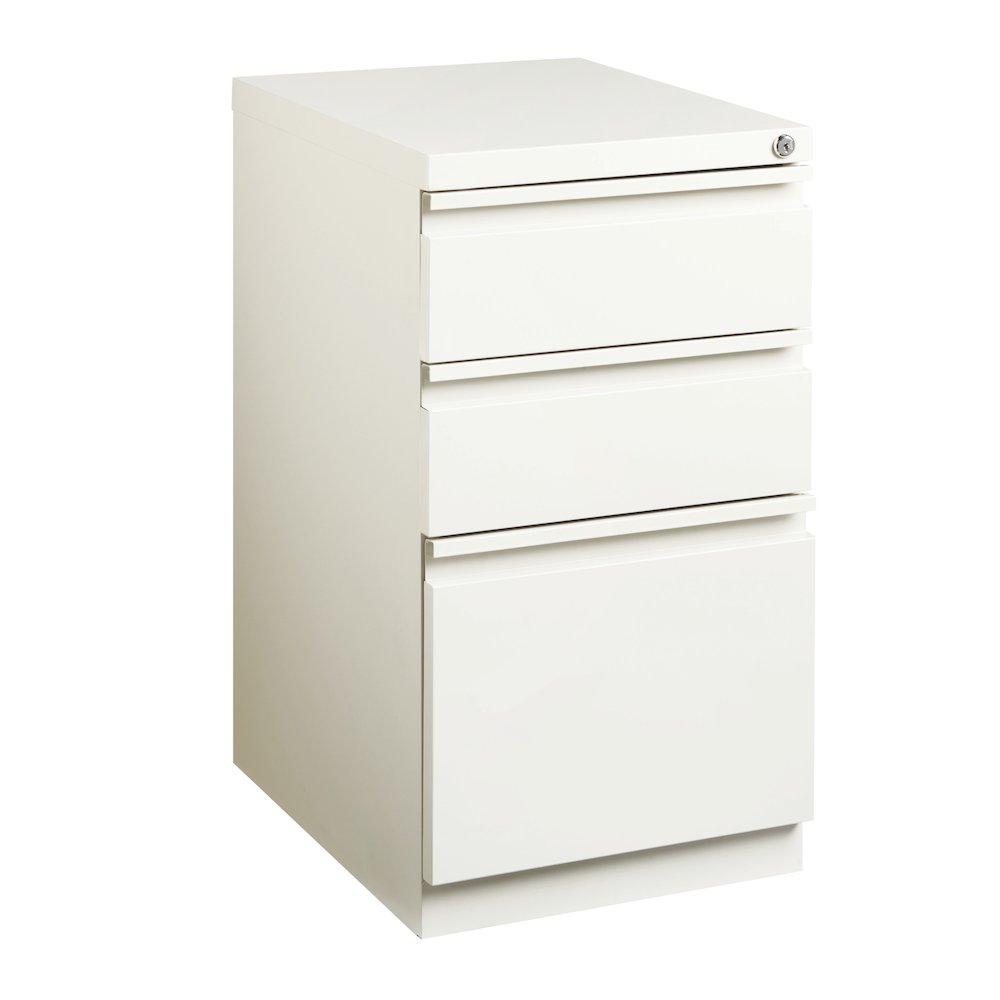 Hirsh 20" Deep Mobile Pedestal File Cabinet 3 Drawer Box-Box-File, White. Picture 18