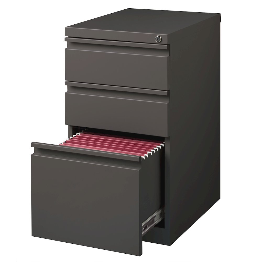 Hirsh 20" Deep Mobile File Cabinet 3 Drawer, Medium Tone Brown. Picture 3