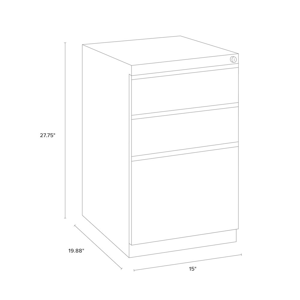 Hirsh 20" Deep Mobile File Cabinet 3 Drawer, Medium Tone Brown. Picture 5