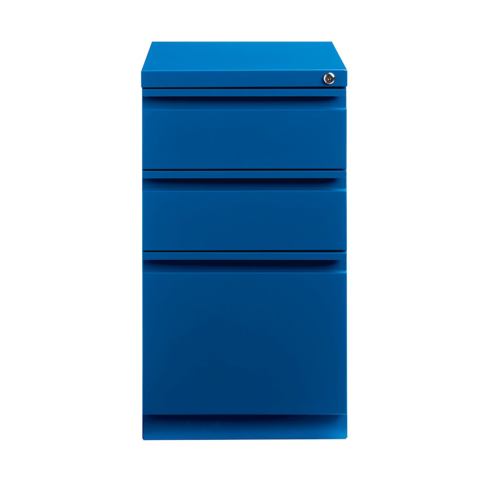Hirsh 20" Deep Mobile Pedestal File Cabinet 3 Drawer Box-Box-File, Classic Blue. Picture 1