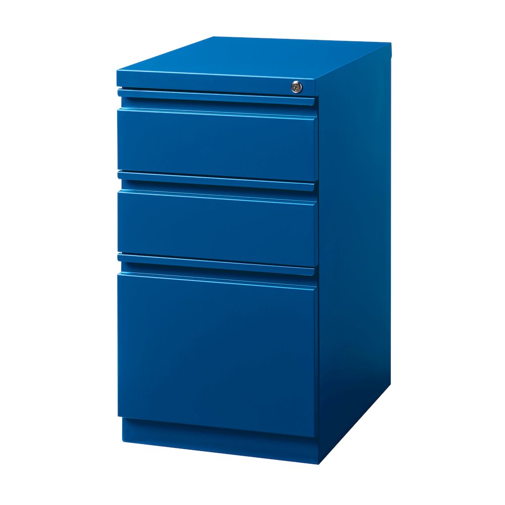 Hirsh 20" Deep Mobile Pedestal File Cabinet 3 Drawer Box-Box-File, Classic Blue. Picture 2