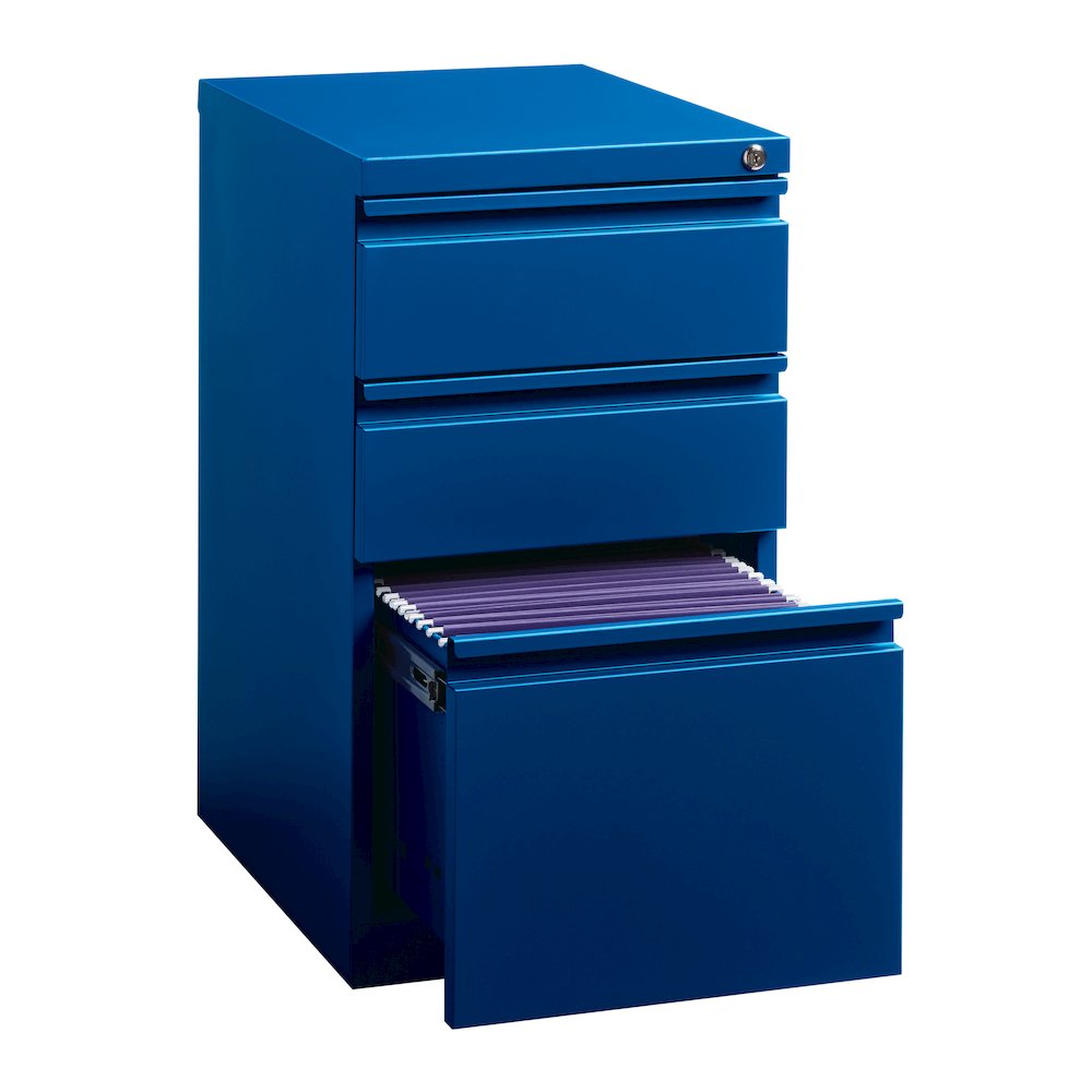 Hirsh 20" Deep Mobile Pedestal File Cabinet 3 Drawer Box-Box-File, Classic Blue. Picture 3
