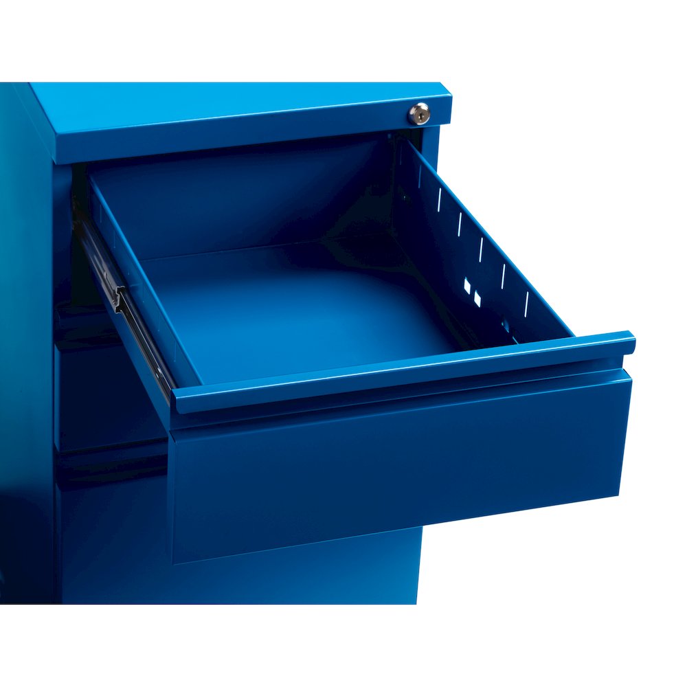 Hirsh 20" Deep Mobile Pedestal File Cabinet 3 Drawer Box-Box-File, Classic Blue. Picture 4