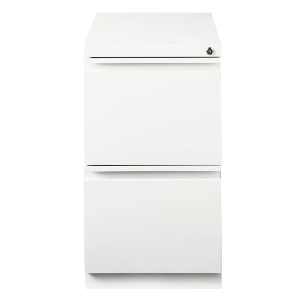 Hirsh 20" Deep Mobile Pedestal File Cabinet 2 Drawer File-File, White. Picture 1