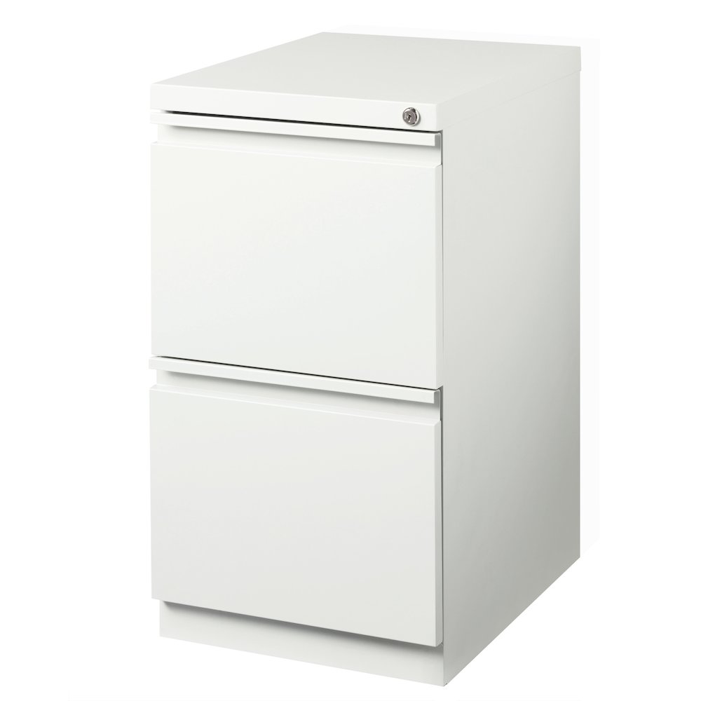Hirsh 20" Deep Mobile Pedestal File Cabinet 2 Drawer File-File, White. Picture 2