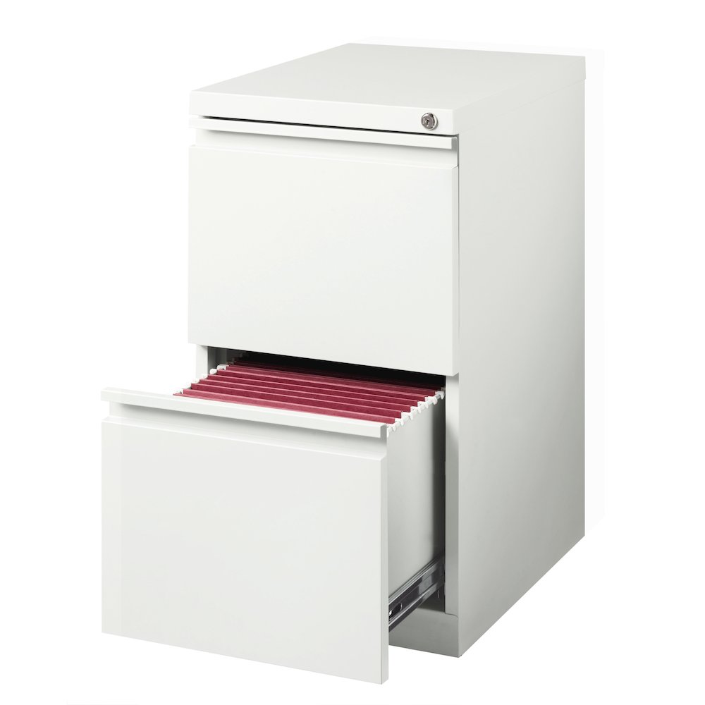 Hirsh 20" Deep Mobile Pedestal File Cabinet 2 Drawer File-File, White. Picture 3