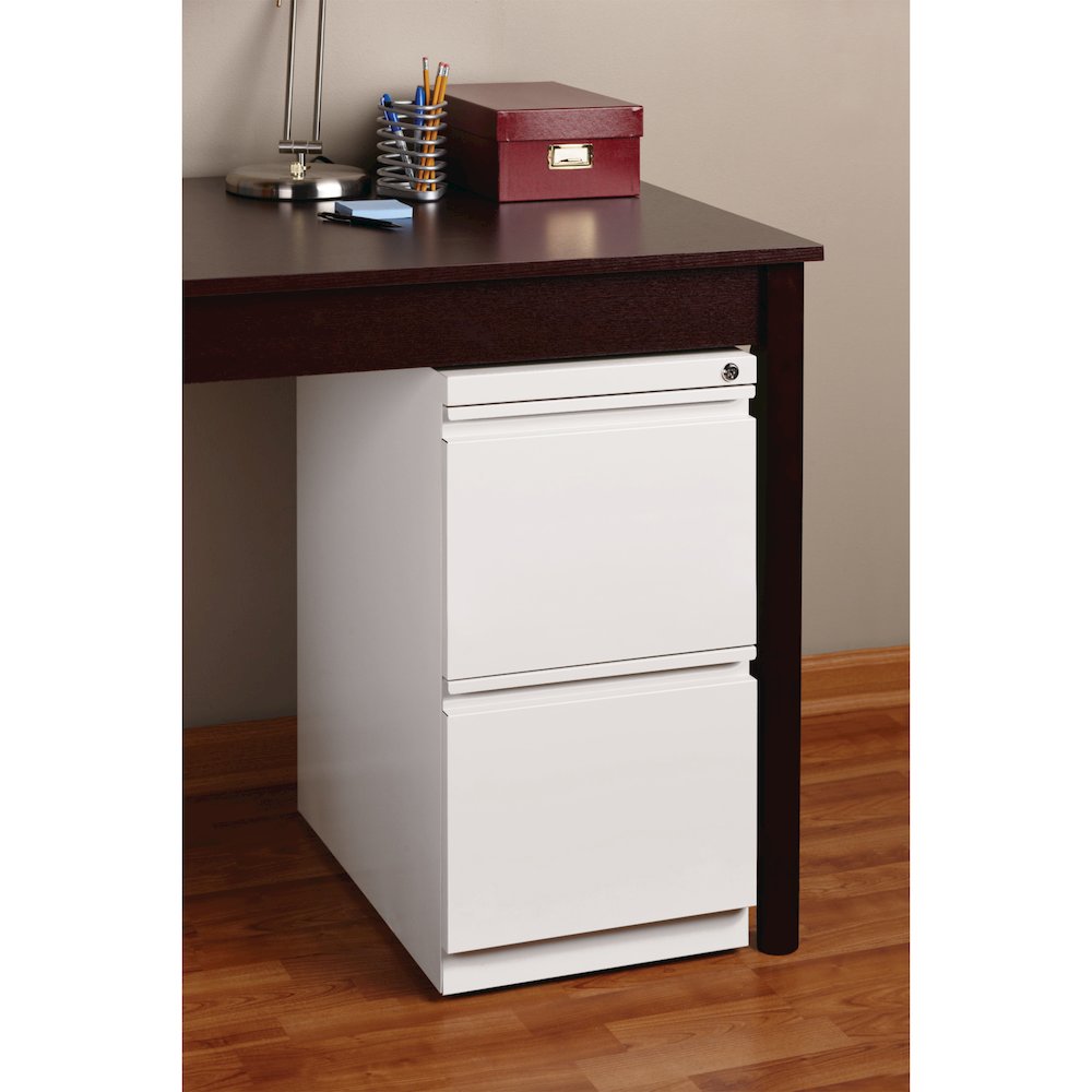 Hirsh 20" Deep Mobile Pedestal File Cabinet 2 Drawer File-File, White. Picture 6