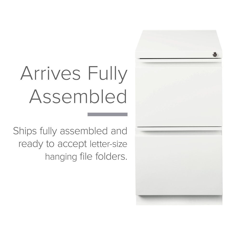 Hirsh 20" Deep Mobile Pedestal File Cabinet 2 Drawer File-File, White. Picture 8