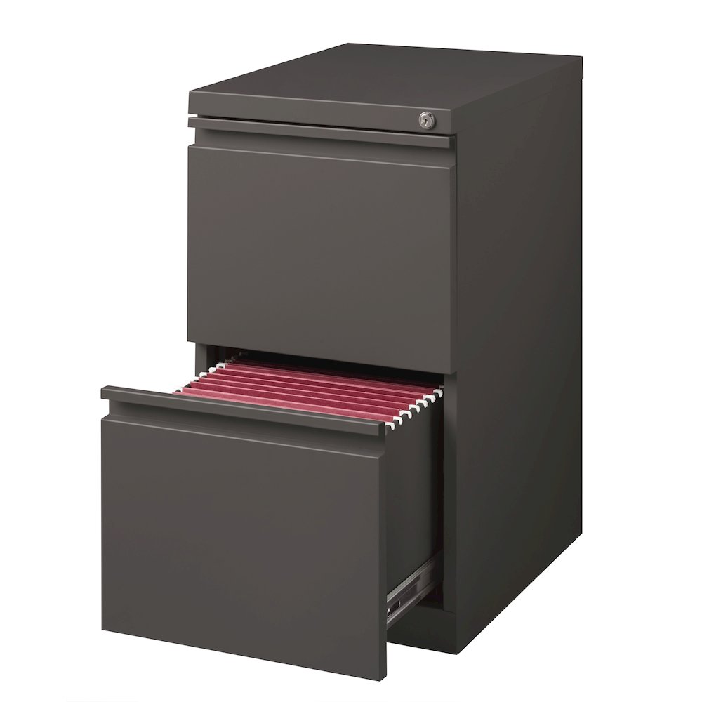 Hirsh 20" Deep Mobile File Cabinet 2 Drawer, Medium Tone Brown. Picture 3