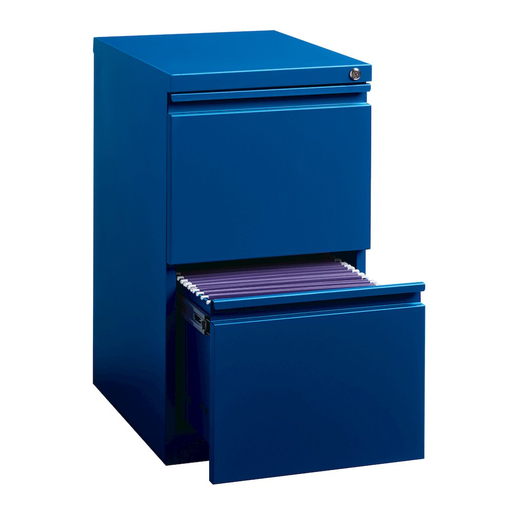 Hirsh 20" Deep Mobile Pedestal File Cabinet 2 Drawer File-File, Classic Blue. Picture 3
