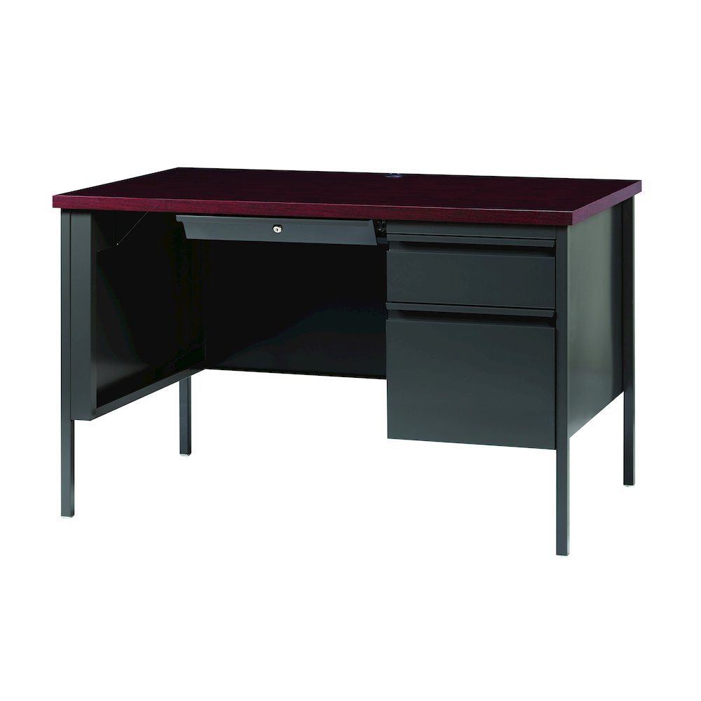 Hirsh Right-Hand File Office Desk Center Drawer, 30" Dx48" W, Charcoal/Mahogany. Picture 5