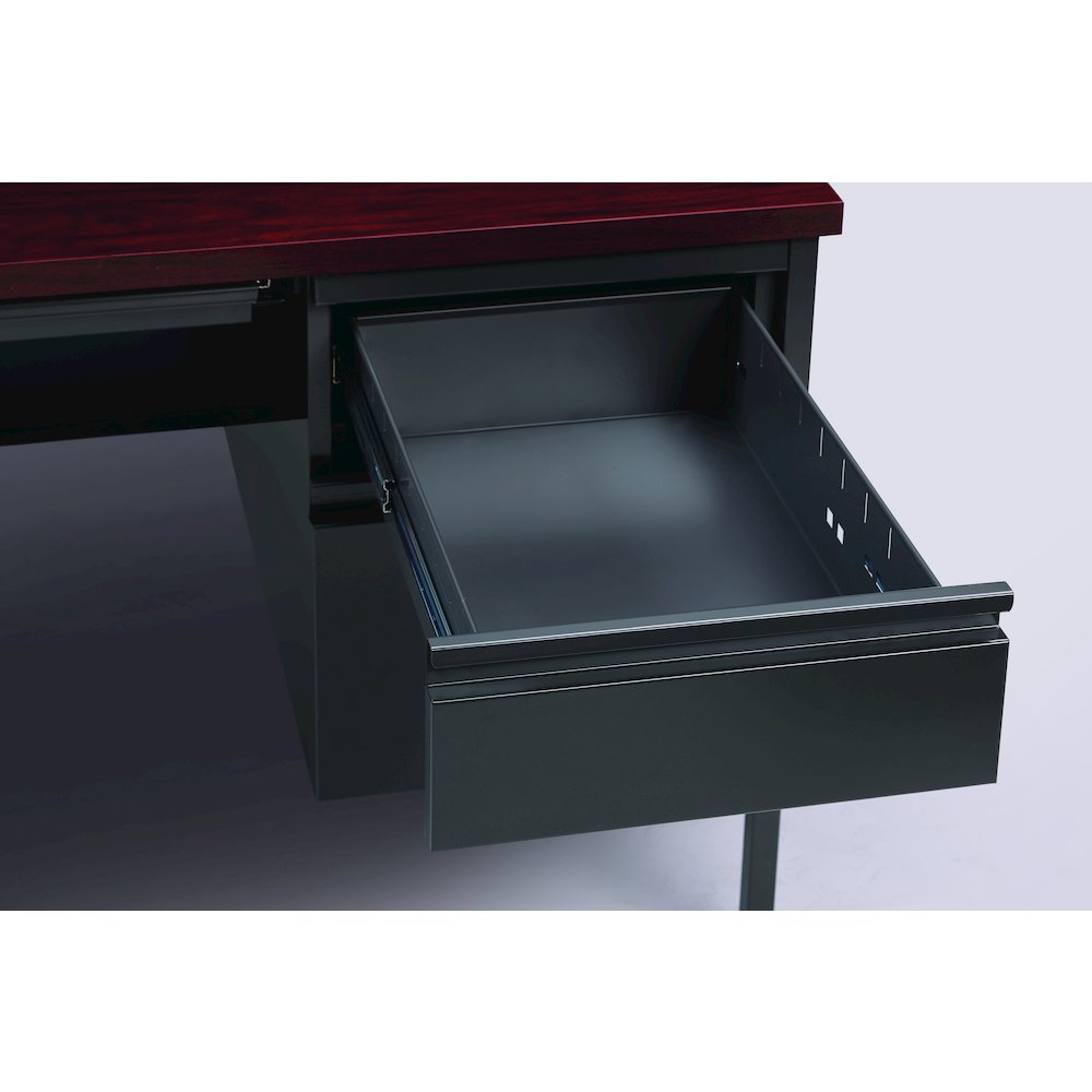 Hirsh Right-Hand File Office Desk Center Drawer, 30" Dx48" W, Charcoal/Mahogany. Picture 6