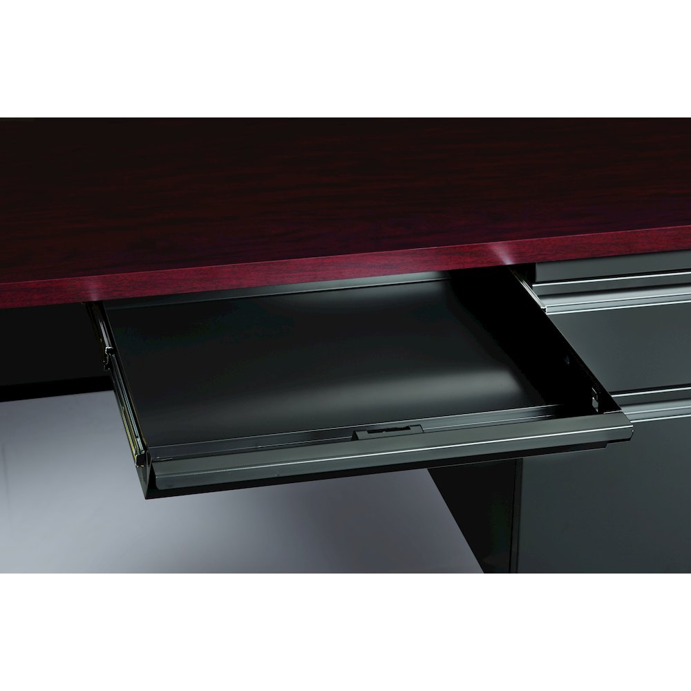 Hirsh Right-Hand File Office Desk Center Drawer, 30" Dx48" W, Charcoal/Mahogany. Picture 7