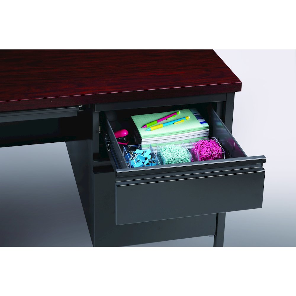 Hirsh Right-Hand File Office Desk Center Drawer, 30" Dx48" W, Charcoal/Mahogany. Picture 9