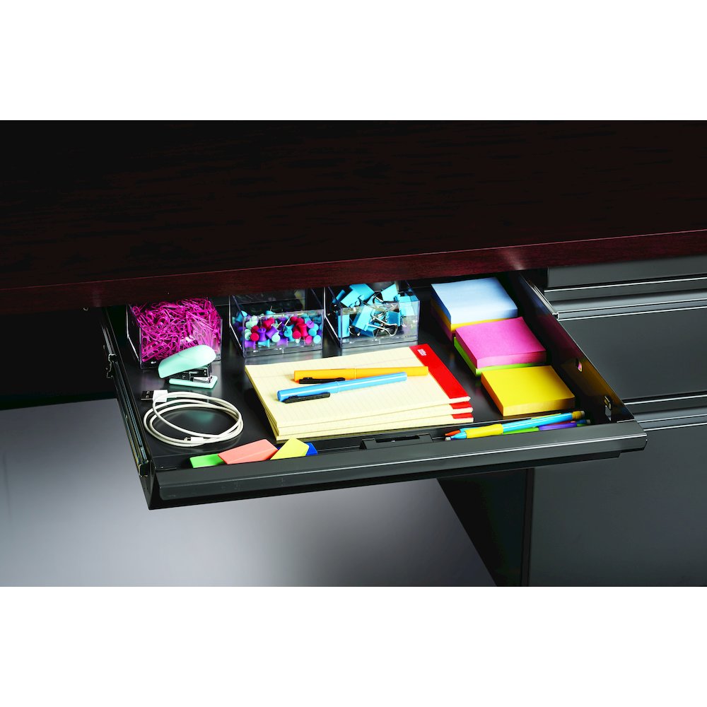 Hirsh Right-Hand File Office Desk Center Drawer, 30" Dx48" W, Charcoal/Mahogany. Picture 10