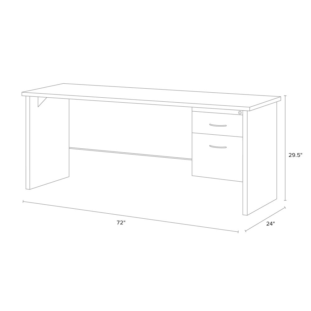 Hirsh 24D x 72W Right Hand Office Desk Credenza, Charcoal/Mahogany. Picture 1