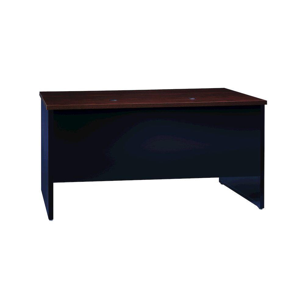 Hirsh Modular Double Pedestal File Office Desk, 30" D x 60" W, Charcoal/Mahogany. Picture 4
