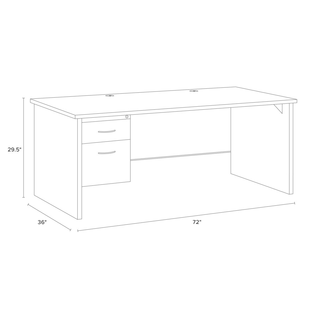 Hirsh Modular Left-Hand File Office Desk, 36" D x 72" W, Charcoal / Mahogany. Picture 2