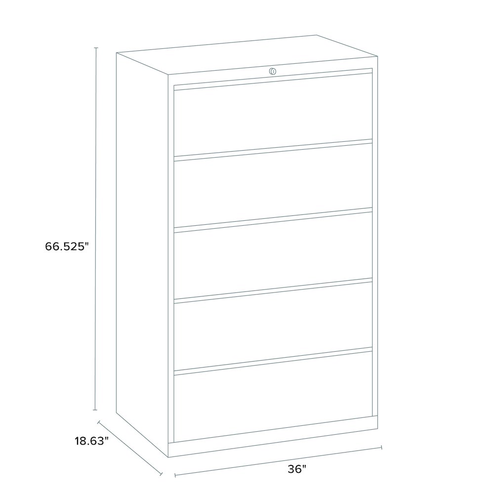 Hirsh 36 Inch Wide 5 Drawer Metal Lateral File Cabinet, Arctic Silver. Picture 2