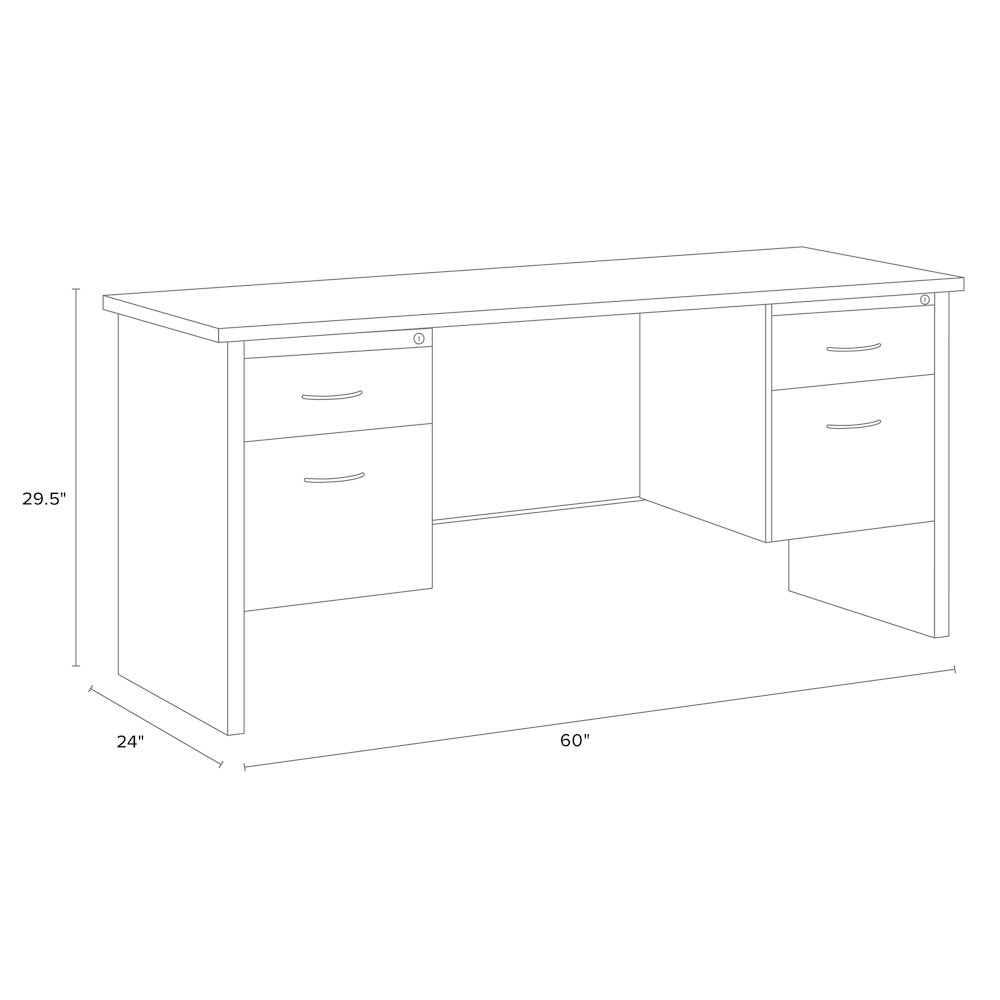 Hirsh 24D x 60W Double Pedestal Office Desk Credenza, Charcoal/Mahogany. Picture 2
