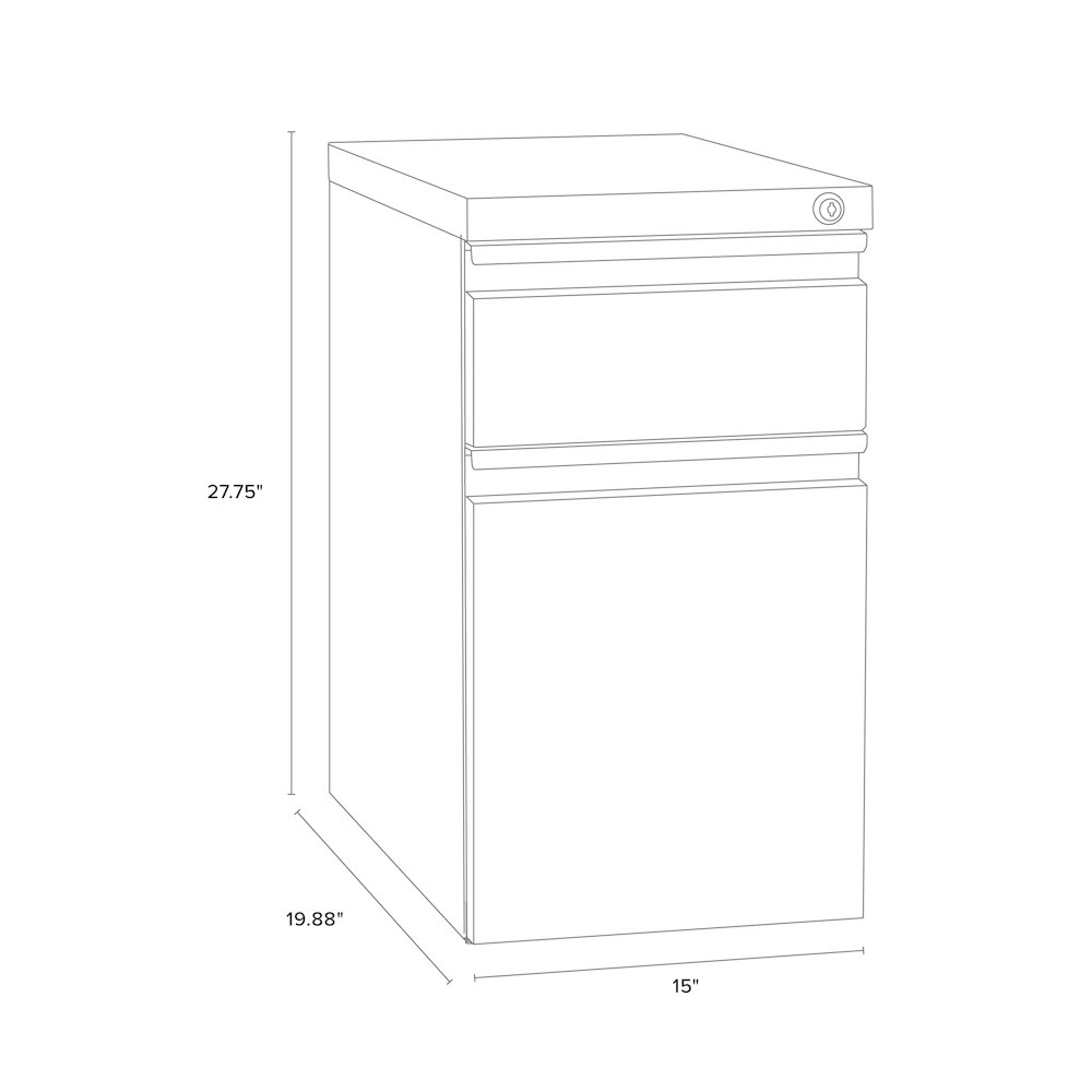Hirsh 20" Deep Mobile File Cabinet 2 Drawer with XL Backpack Drawer, White. Picture 2