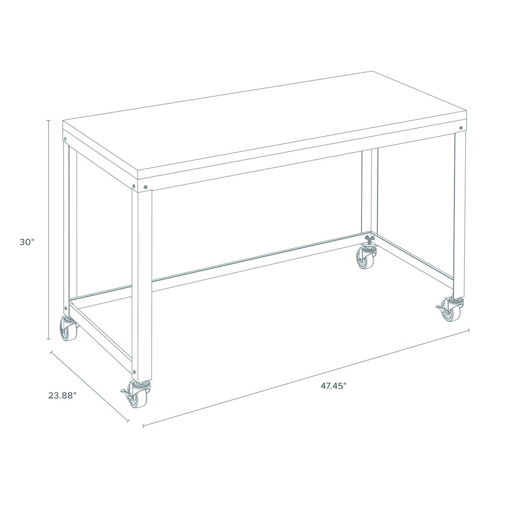 Space Solutions Ready-to-assemble 48-inch Wide Mobile Metal Desk White/Maple. Picture 3