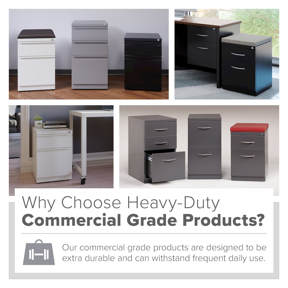 Hirsh 23" Deep Mobile Pedestal File Cabinet 2 Drawer File-File, Putty. Picture 8