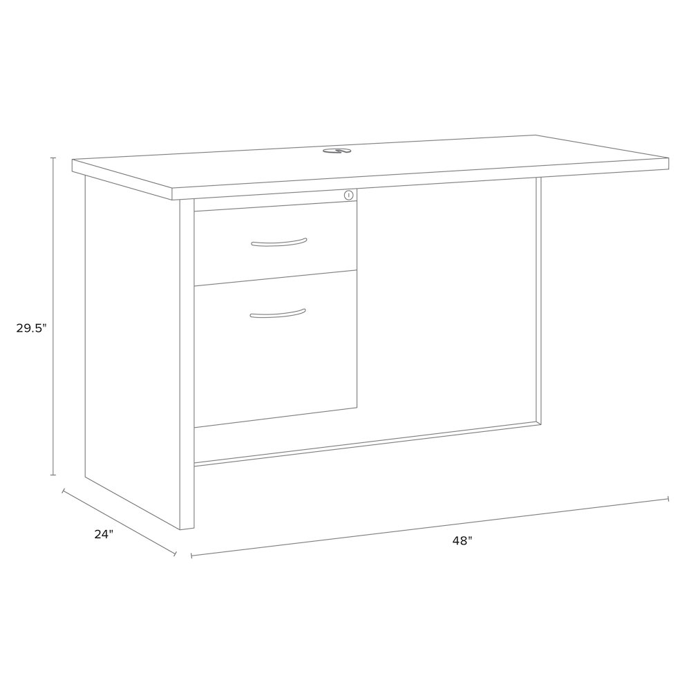 Hirsh 24D x 48W Left Hand Return for Office Desk, Charcoal/Mahogany. Picture 2