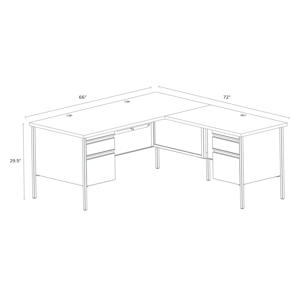 Hirsh Corner Office Desk with Right Hand Return, 66D x 72W, Black / Walnut. Picture 2