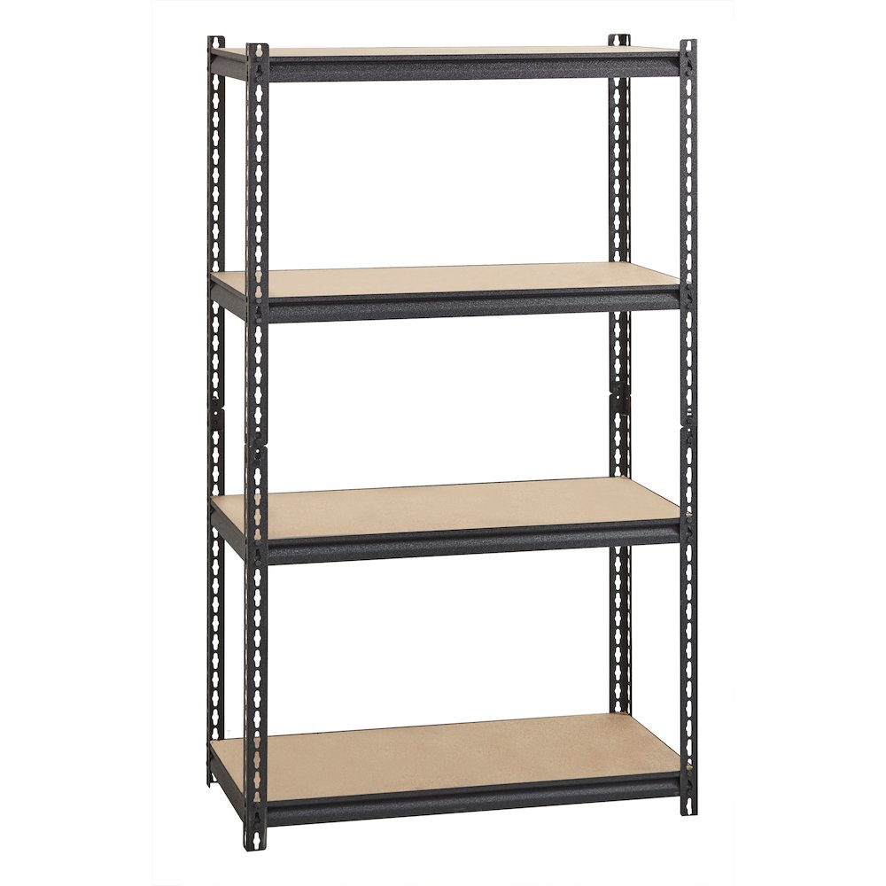 Iron Horse 2300 Riveted Steel Shelving 4-Shelf Unit, 18D x 36W x 60H, Black. Picture 7