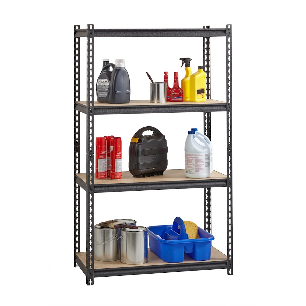 Iron Horse 2300 Riveted Steel Shelving 4-Shelf Unit, 18D x 36W x 60H, Black. Picture 8
