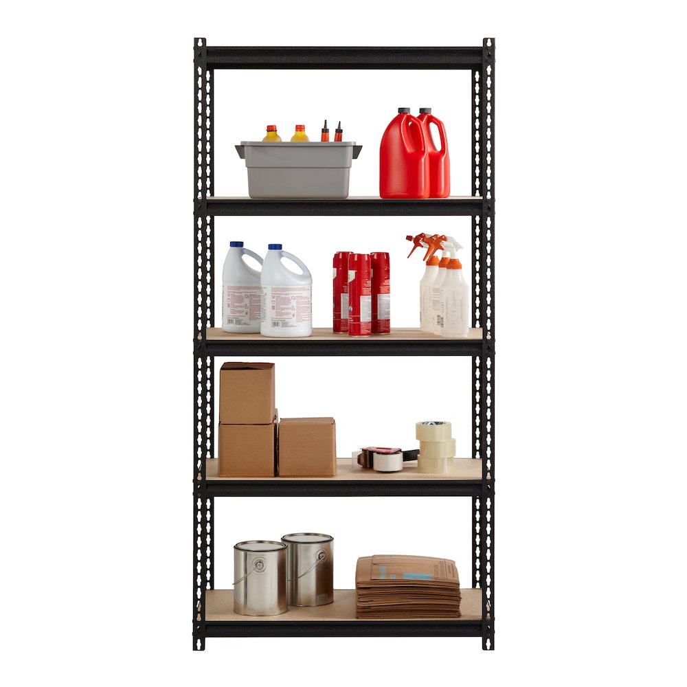 Iron Horse 2300 Riveted Steel Shelving 4-Shelf Unit, 18D x 36W x 60H, Black. Picture 9