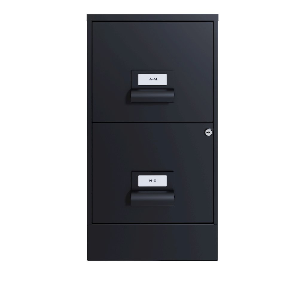 Space Solutions 18" Deep 2 Drawer Premier Vertical File Cabinet, Locking, Black. Picture 1