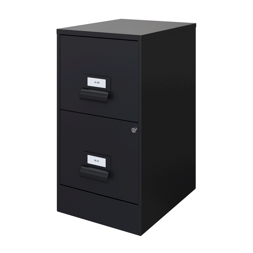 Space Solutions 18" Deep 2 Drawer Premier Vertical File Cabinet, Locking, Black. Picture 2