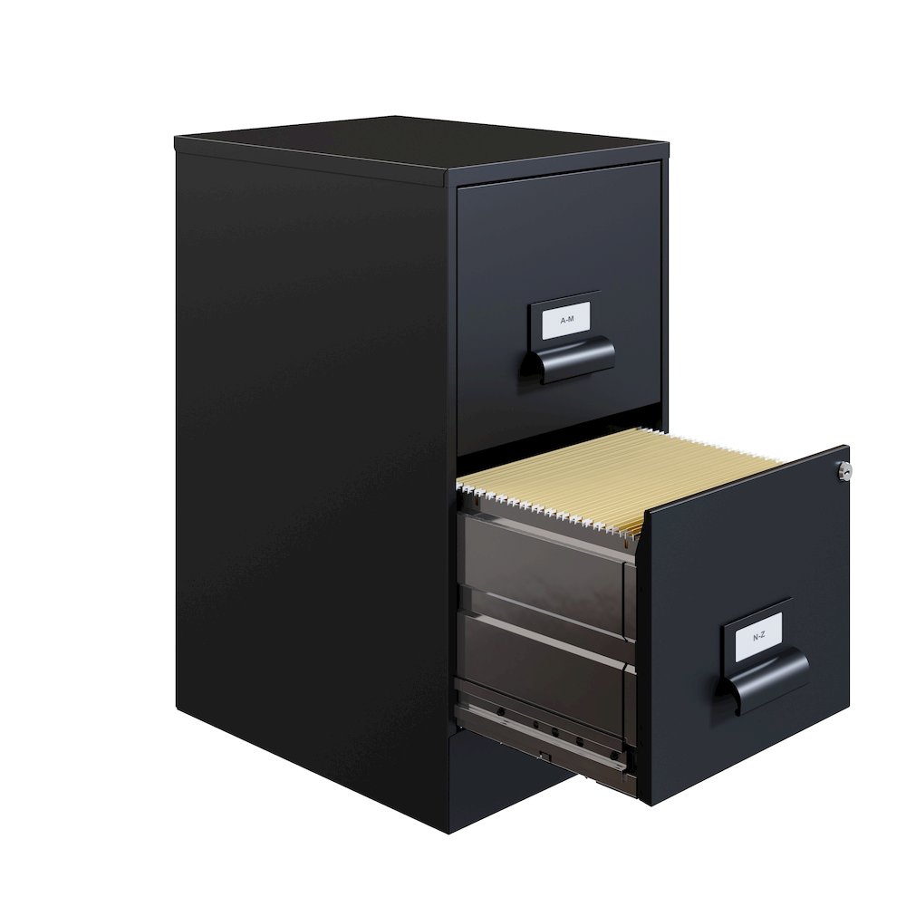 Space Solutions 18" Deep 2 Drawer Premier Vertical File Cabinet, Locking, Black. Picture 3