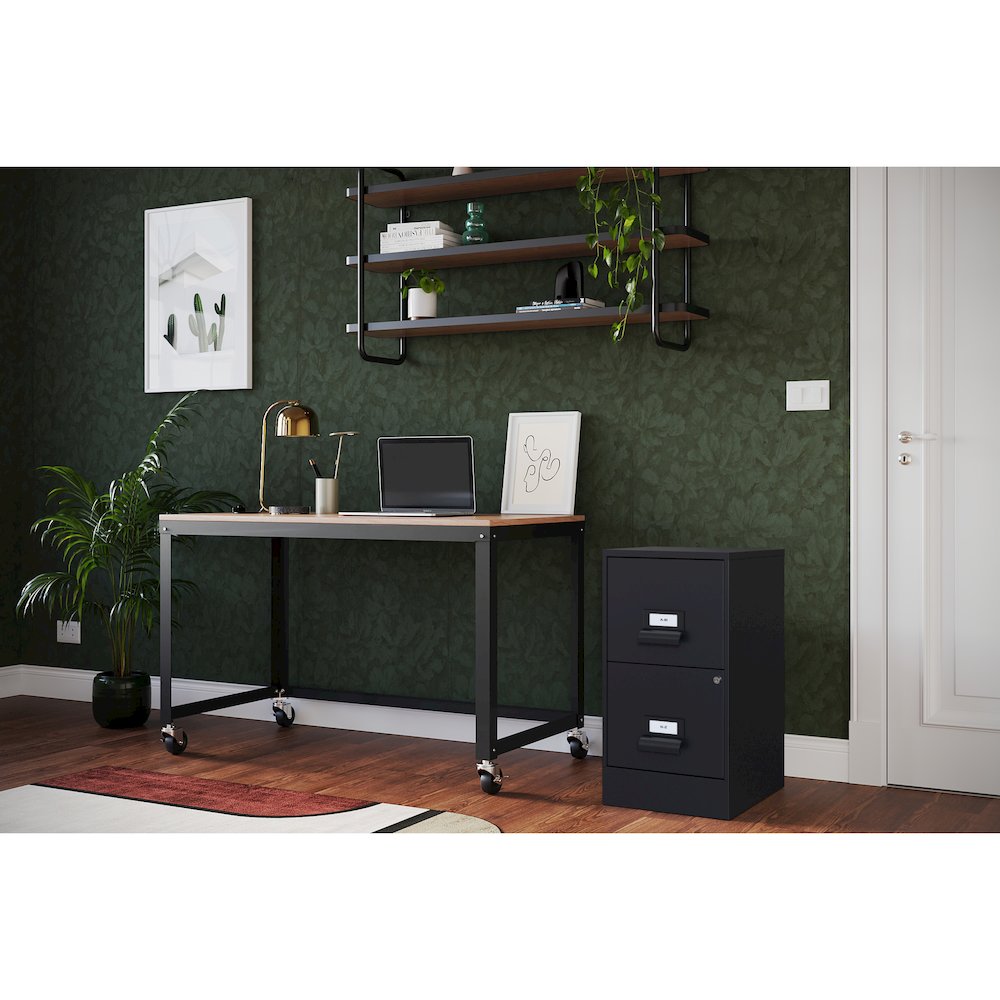 Space Solutions 18" Deep 2 Drawer Premier Vertical File Cabinet, Locking, Black. Picture 5