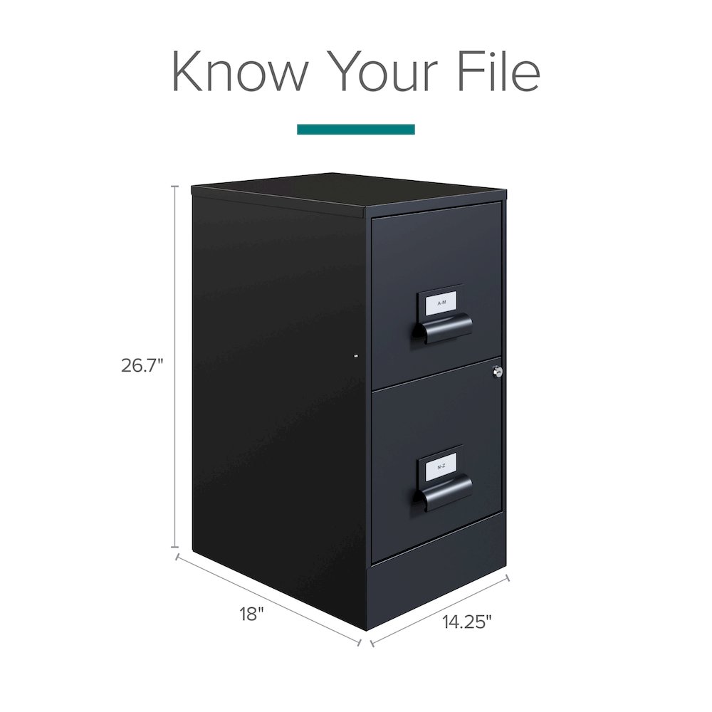 Space Solutions 18" Deep 2 Drawer Premier Vertical File Cabinet, Locking, Black. Picture 9