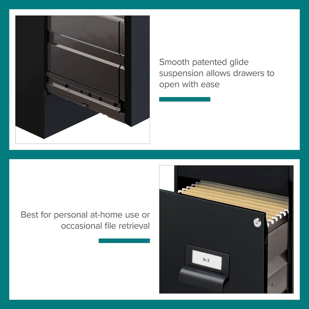 Space Solutions 18" Deep 2 Drawer Premier Vertical File Cabinet, Locking, Black. Picture 13