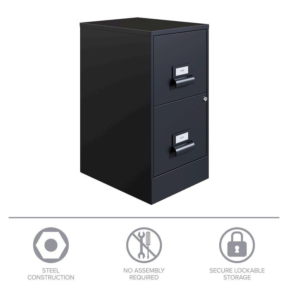 Space Solutions 18" Deep 2 Drawer Premier Vertical File Cabinet, Locking, Black. Picture 14