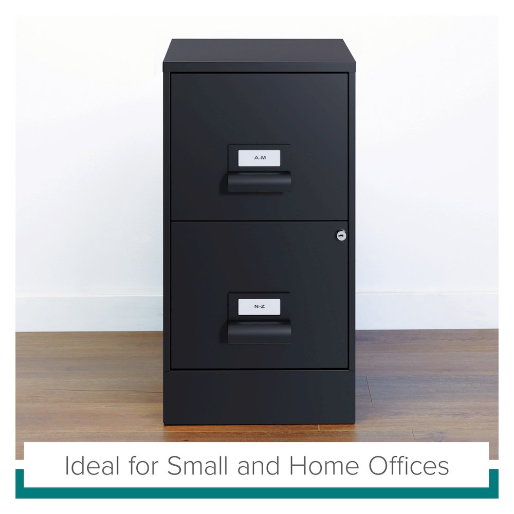 Space Solutions 18" Deep 2 Drawer Premier Vertical File Cabinet, Locking, Black. Picture 15