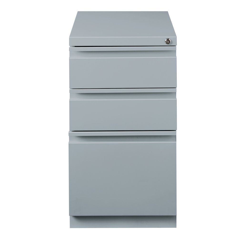 Hirsh 20" Deep Mobile Pedestal File Cabinet 3 Drawer Box-Box-File, Platinum. Picture 1