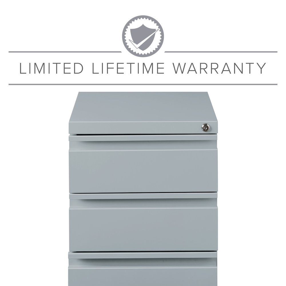 Hirsh 20" Deep Mobile Pedestal File Cabinet 3 Drawer Box-Box-File, Platinum. Picture 16