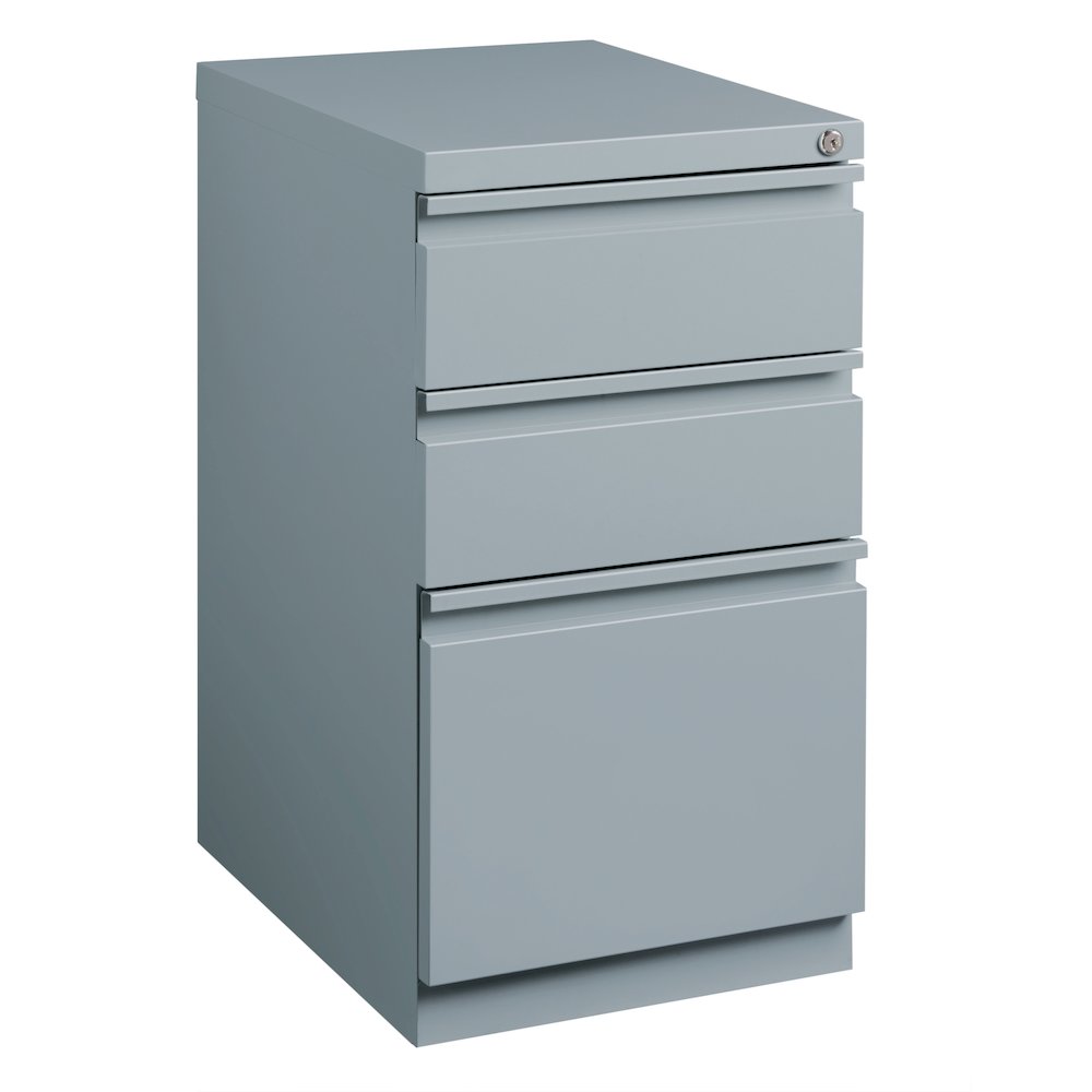 Hirsh 20" Deep Mobile Pedestal File Cabinet 3 Drawer Box-Box-File, Platinum. Picture 18