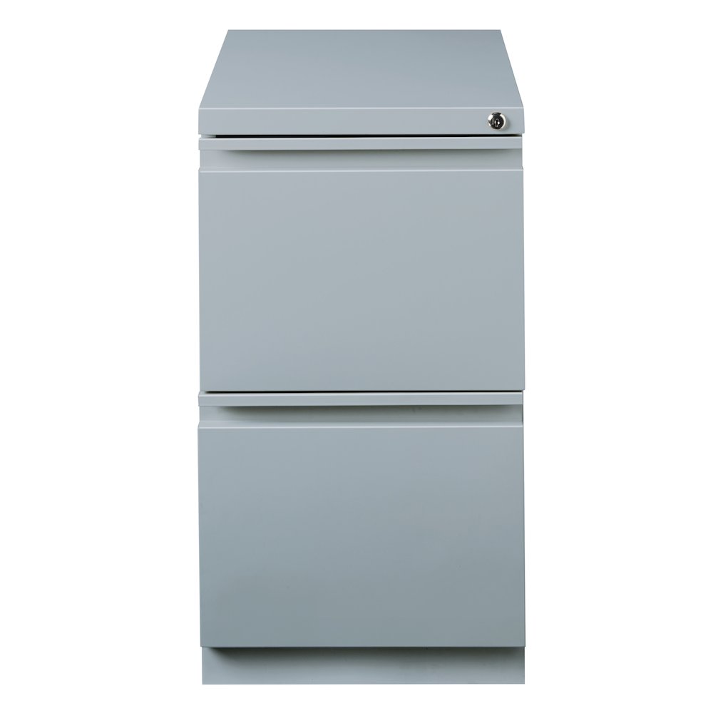Hirsh 20" Deep Mobile Pedestal File Cabinet 2 Drawer File-File, Platinum. Picture 1