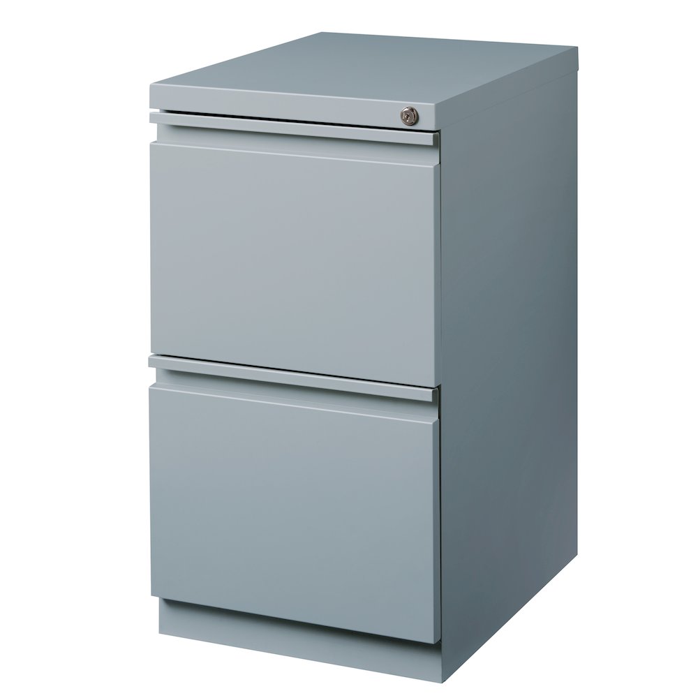 Hirsh 20" Deep Mobile Pedestal File Cabinet 2 Drawer File-File, Platinum. Picture 2
