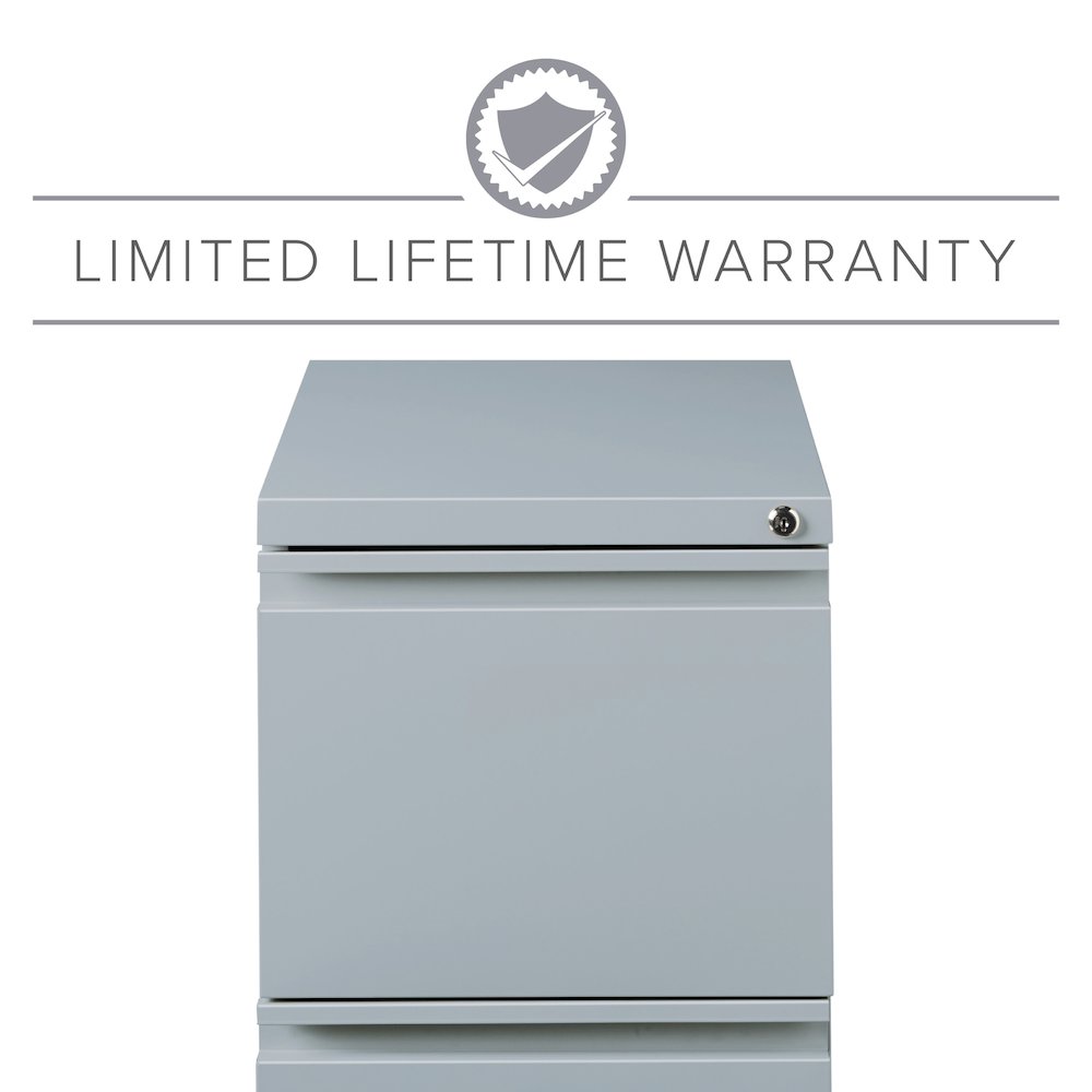 Hirsh 20" Deep Mobile Pedestal File Cabinet 2 Drawer File-File, Platinum. Picture 15
