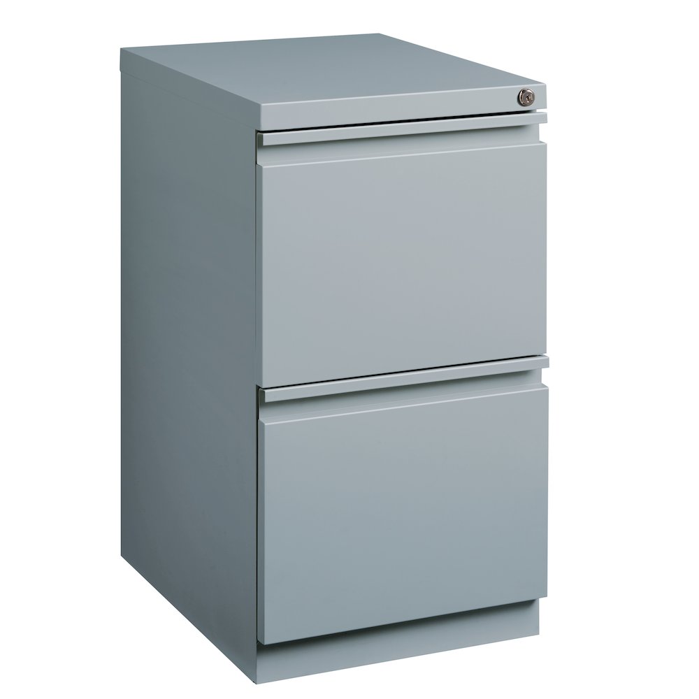 Hirsh 20" Deep Mobile Pedestal File Cabinet 2 Drawer File-File, Platinum. Picture 17