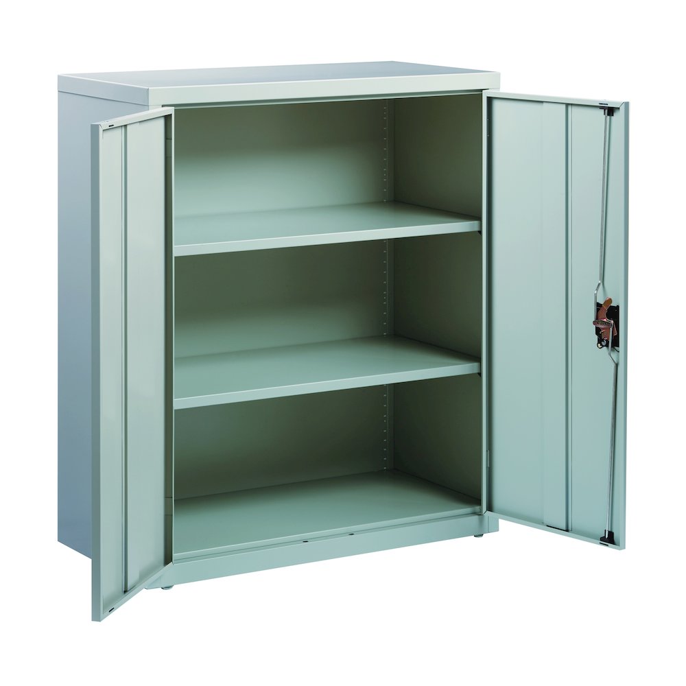 Hirsh Welded Steel Storage Cabinet with 2 Shelves, 18"Dx36"Wx42"H, Light Gray. Picture 6