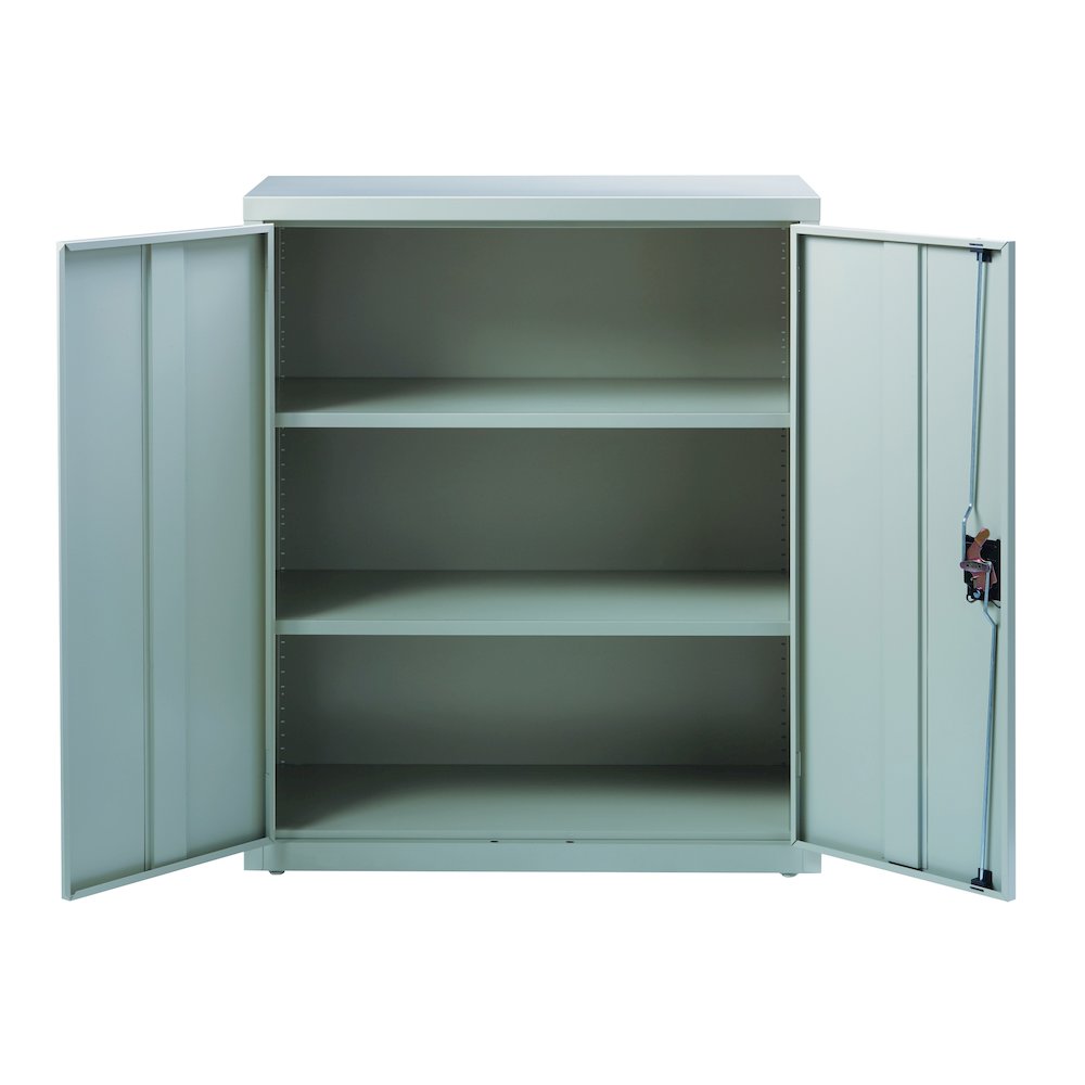 Hirsh Welded Steel Storage Cabinet with 2 Shelves, 18"Dx36"Wx42"H, Light Gray. Picture 7